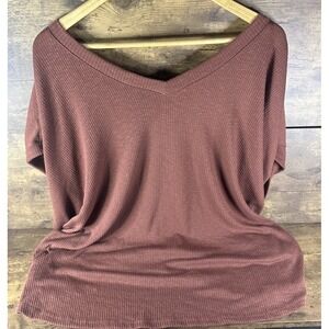 24/7 Brand Waffle-Knit Red Top V-Neck Short Sleeve Fast And Reliable Shipping 3X